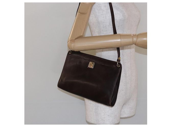 Borsa a Spalla Christian Dior in Pelle Marrone Scuro Oro Auth BA4358 D'oro - vista 22