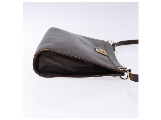 Borsa a Spalla Christian Dior in Pelle Marrone Scuro Oro Auth BA4358 D'oro - vista 3