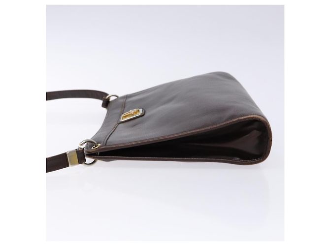 Borsa a Spalla Christian Dior in Pelle Marrone Scuro Oro Auth BA4358 D'oro - vista 4
