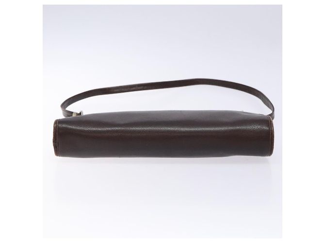 Borsa a Spalla Christian Dior in Pelle Marrone Scuro Oro Auth BA4358 D'oro - vista 5