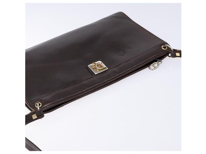 Borsa a Spalla Christian Dior in Pelle Marrone Scuro Oro Auth BA4358 D'oro - vista 6