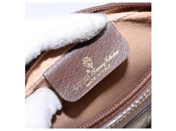 Borsa Gucci GG Supreme Web Sherry Line in PVC beige e oro 116 02 089 Auth 136796 D'oro - vista 19