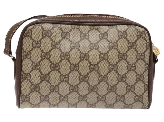 Borsa Gucci GG Supreme Web Sherry Line in PVC beige e oro 116 02 089 Auth 136796 D'oro - vista 2