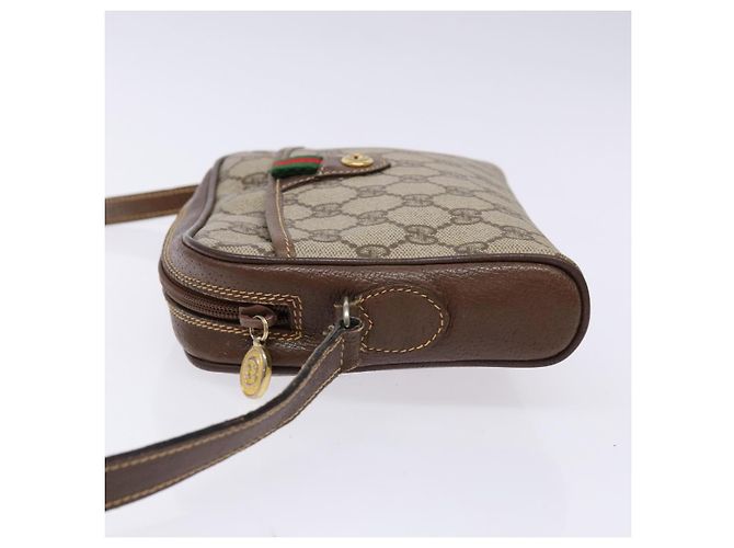 Borsa Gucci GG Supreme Web Sherry Line in PVC beige e oro 116 02 089 Auth 136796 D'oro - vista 4