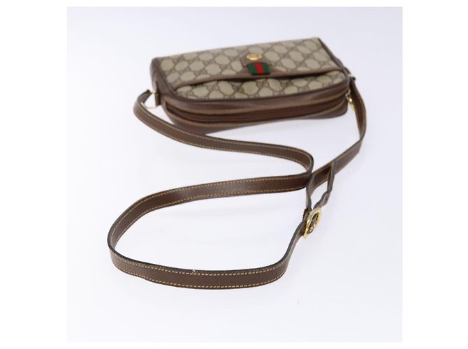 Borsa Gucci GG Supreme Web Sherry Line in PVC beige e oro 116 02 089 Auth 136796 D'oro - vista 7