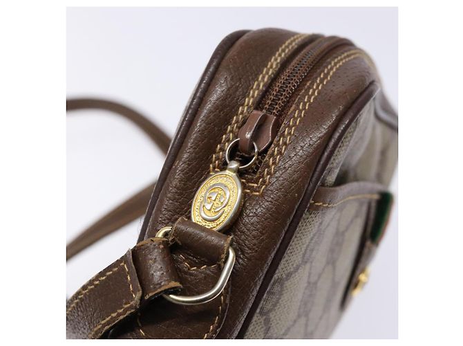 Borsa Gucci GG Supreme Web Sherry Line in PVC beige e oro 116 02 089 Auth 136796 D'oro - vista 9