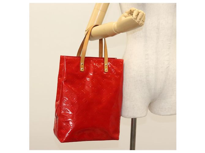 LOUIS VUITTON Monogram Vernis Reade MM Borsa a Mano Rossa M91086 LV Auth 139473 Rosso - vista 22