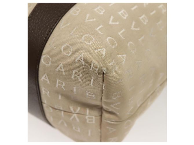 Bulgari Borsa a mano BVLGARI Logo Mania in tela beige argento Auth bs28544 - vista 10