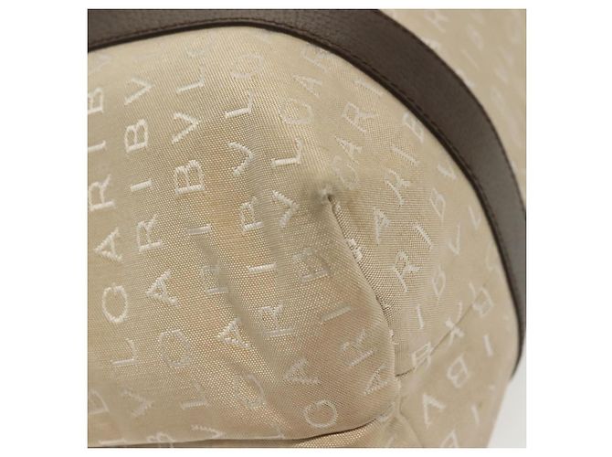 Bulgari Borsa a mano BVLGARI Logo Mania in tela beige argento Auth bs28544 - vista 14