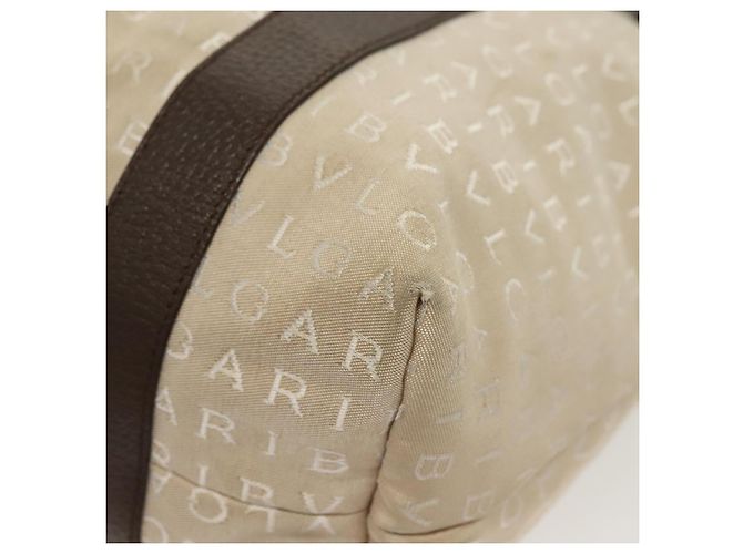 Bulgari Borsa a mano BVLGARI Logo Mania in tela beige argento Auth bs28544 - vista 15