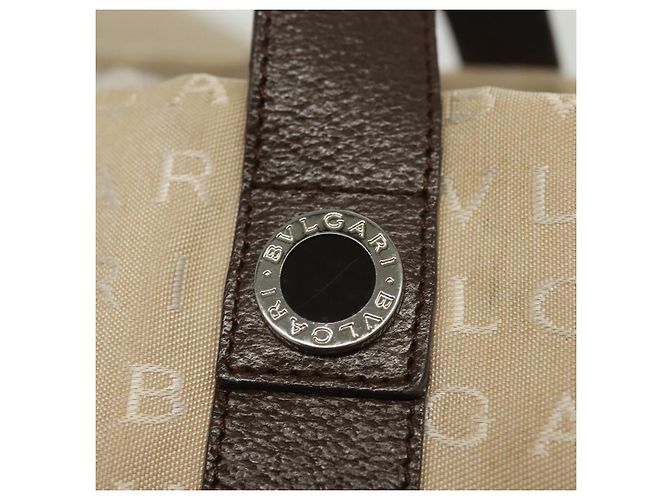 Bulgari Borsa a mano BVLGARI Logo Mania in tela beige argento Auth bs28544 - vista 17