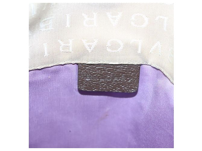 Bulgari Borsa a mano BVLGARI Logo Mania in tela beige argento Auth bs28544 - vista 18