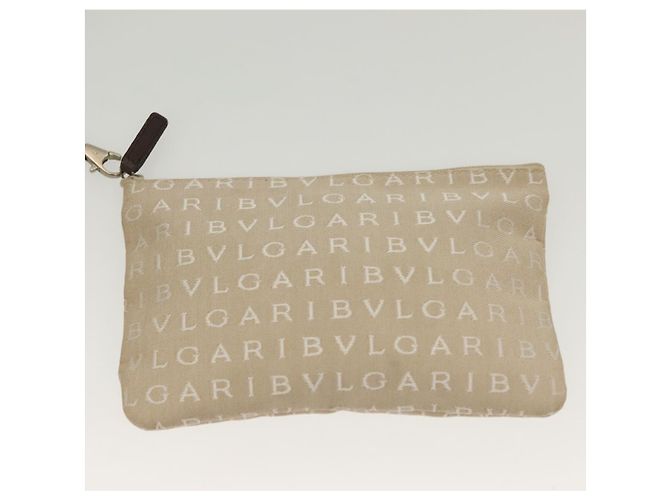 Bulgari Borsa a mano BVLGARI Logo Mania in tela beige argento Auth bs28544 - vista 21