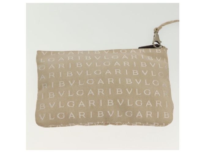 Bulgari Borsa a mano BVLGARI Logo Mania in tela beige argento Auth bs28544 - vista 22