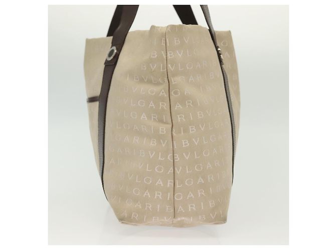 Bulgari Borsa a mano BVLGARI Logo Mania in tela beige argento Auth bs28544 - vista 3