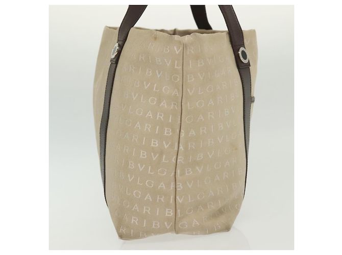 Bulgari Borsa a mano BVLGARI Logo Mania in tela beige argento Auth bs28544 - vista 4