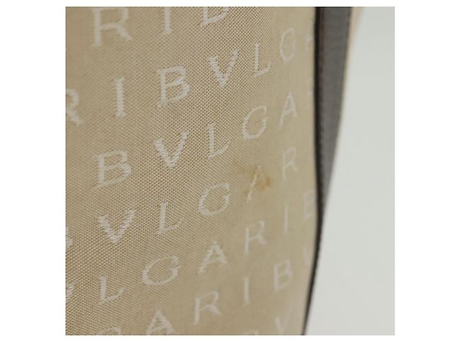 Bulgari Borsa a mano BVLGARI Logo Mania in tela beige argento Auth bs28544 - vista 5