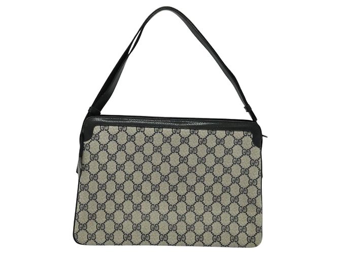 Borsa a Spalla Gucci GG Supreme Sherry Line PVC Blu Navy Oro 904 02 013 Auth 138634 D'oro - vista 2