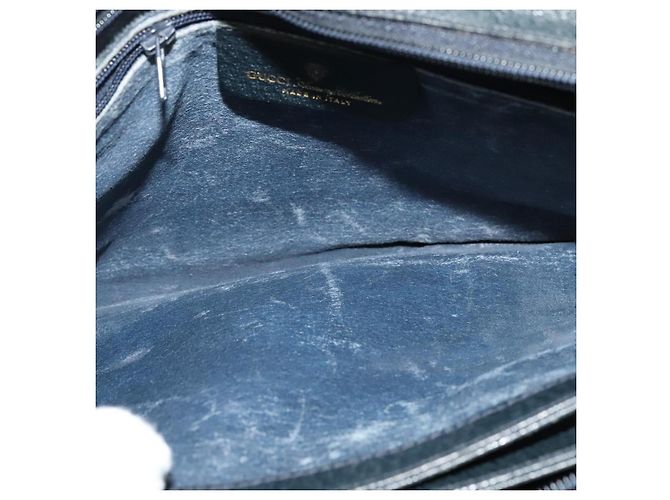 Borsa a Spalla Gucci GG Supreme Sherry Line PVC Blu Navy Oro 904 02 013 Auth 138634 D'oro - vista 21
