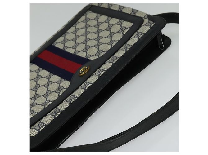 Borsa a Spalla Gucci GG Supreme Sherry Line PVC Blu Navy Oro 904 02 013 Auth 138634 D'oro - vista 6
