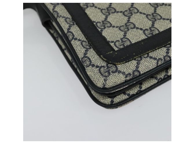 Borsa a Spalla Gucci GG Supreme Sherry Line PVC Blu Navy Oro 904 02 013 Auth 138634 D'oro - vista 9