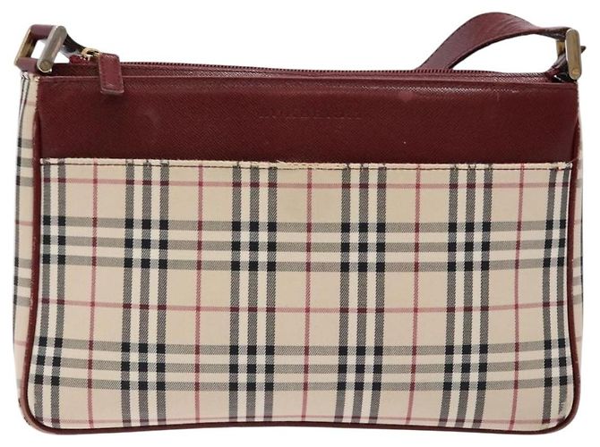 Burberry Borsa a Spalla Nova Check in Tela Beige Argento Autentica th6249 - vista 13