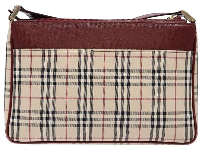 Burberry Borsa a Spalla Nova Check in Tela Beige Argento Autentica th6249 - vista 2