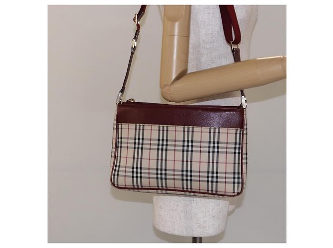 Burberry Borsa a Spalla Nova Check in Tela Beige Argento Autentica th6249 - vista 23