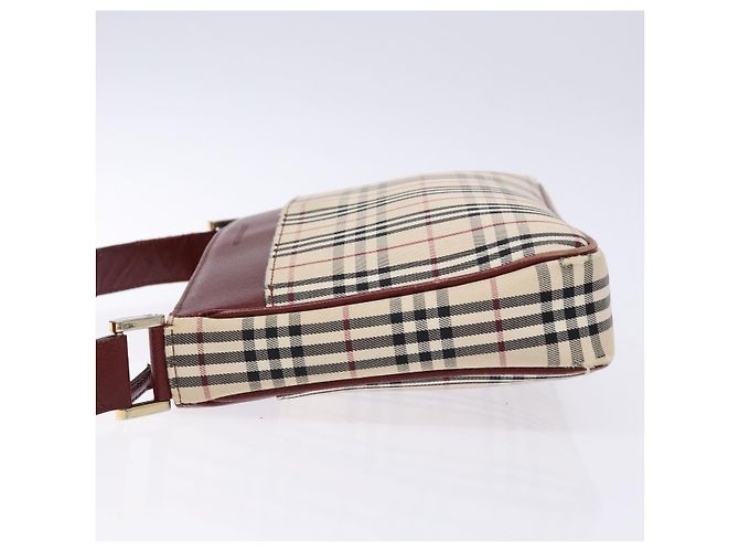 Burberry Borsa a Spalla Nova Check in Tela Beige Argento Autentica th6249 - vista 4