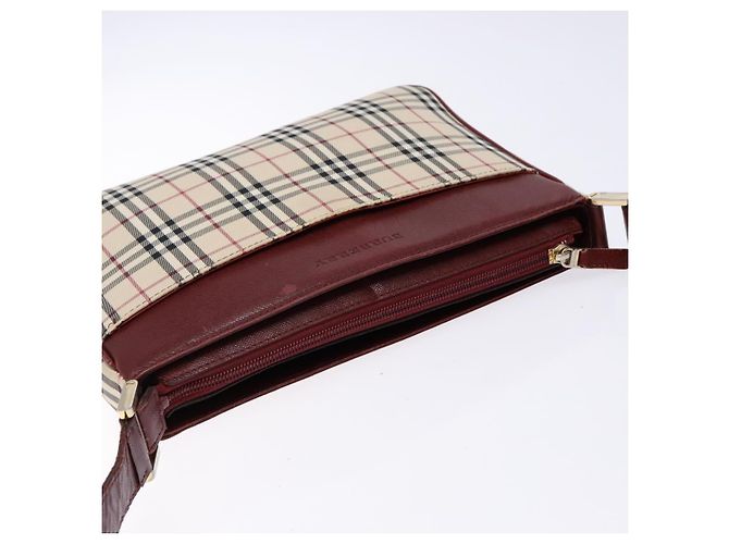Burberry Borsa a Spalla Nova Check in Tela Beige Argento Autentica th6249 - vista 6