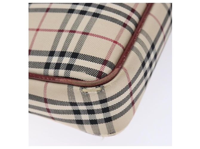 Burberry Borsa a Spalla Nova Check in Tela Beige Argento Autentica th6249 - vista 9