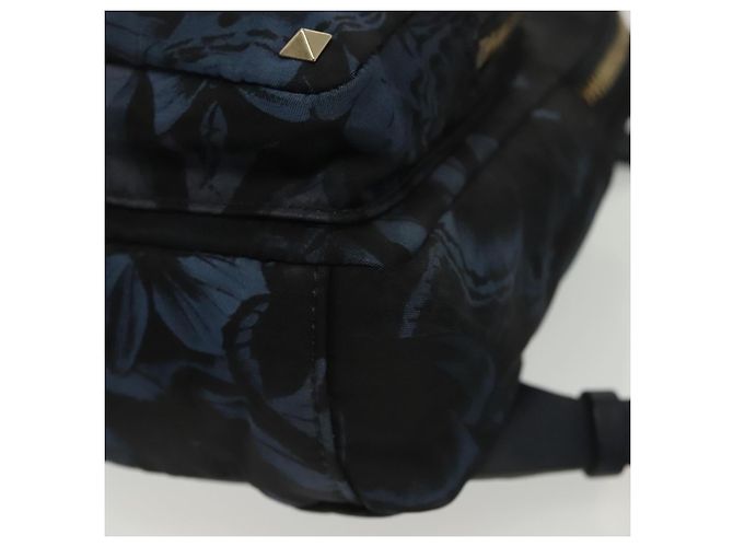 Zaino Valentino in nylon e pelle blu navy argento Auth bs28757 - vista 16