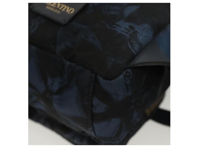 Zaino Valentino in nylon e pelle blu navy argento Auth bs28757 - vista 18