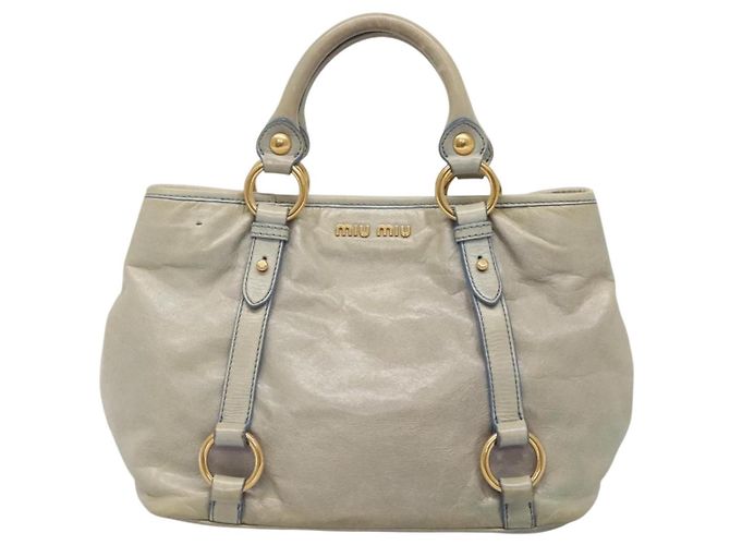 Miu Miu Handtasche aus Leder hellblau gold Auth 138164 Golden - Ansicht 13