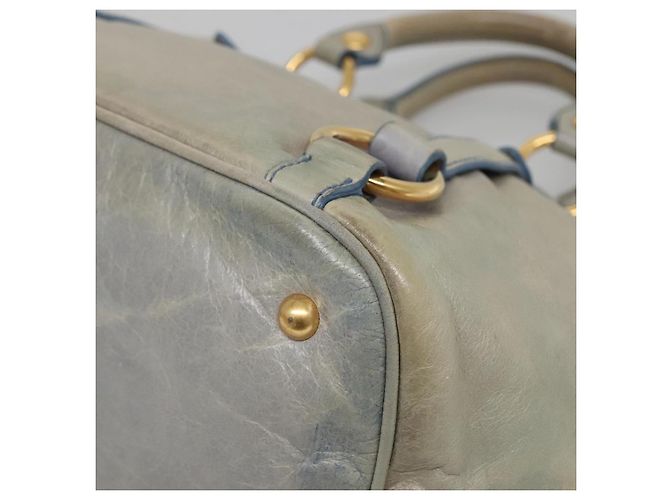 Miu Miu Handtasche aus Leder hellblau gold Auth 138164 Golden - Ansicht 14
