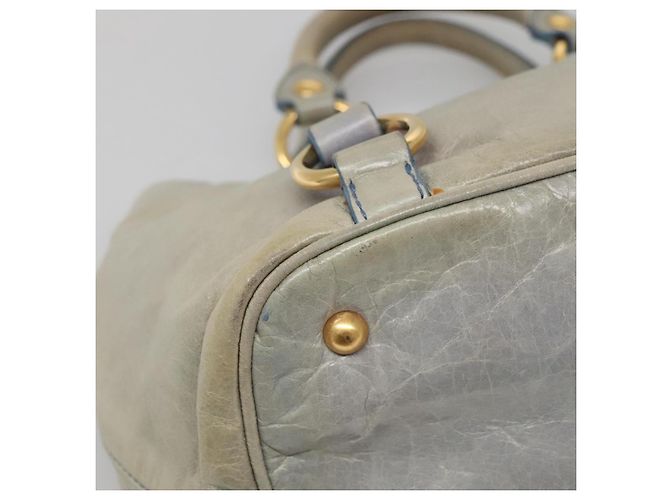 Miu Miu Handtasche aus Leder hellblau gold Auth 138164 Golden - Ansicht 15