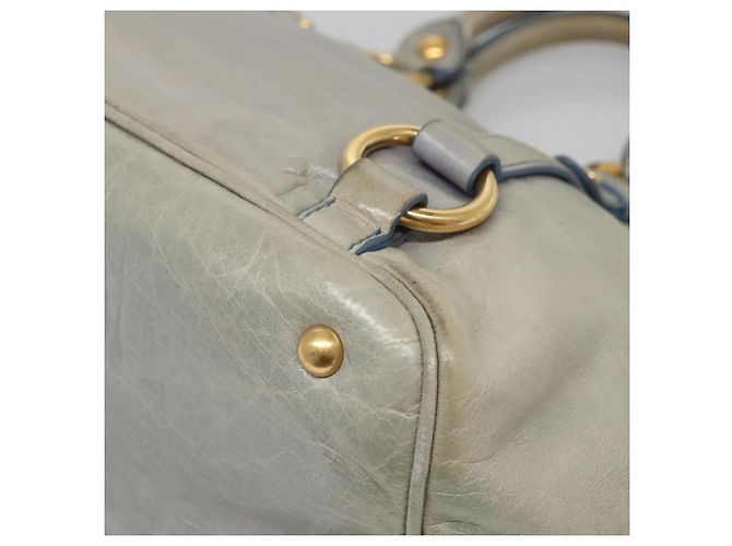 Miu Miu Handtasche aus Leder hellblau gold Auth 138164 Golden - Ansicht 16