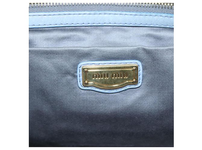 Miu Miu Handtasche aus Leder hellblau gold Auth 138164 Golden - Ansicht 18
