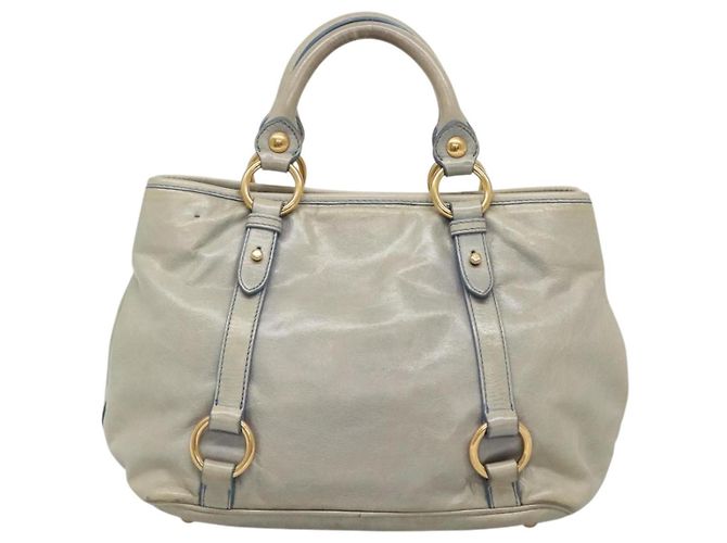 Miu Miu Handtasche aus Leder hellblau gold Auth 138164 Golden - Ansicht 2