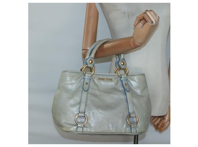 Miu Miu Handtasche aus Leder hellblau gold Auth 138164 Golden - Ansicht 22