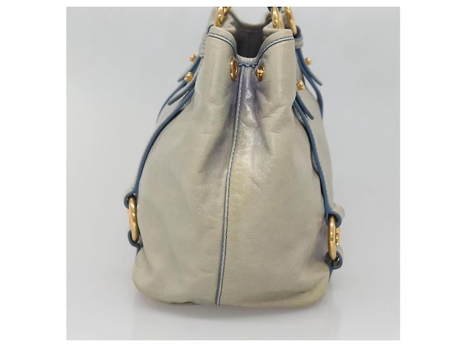 Miu Miu Handtasche aus Leder hellblau gold Auth 138164 Golden - Ansicht 3