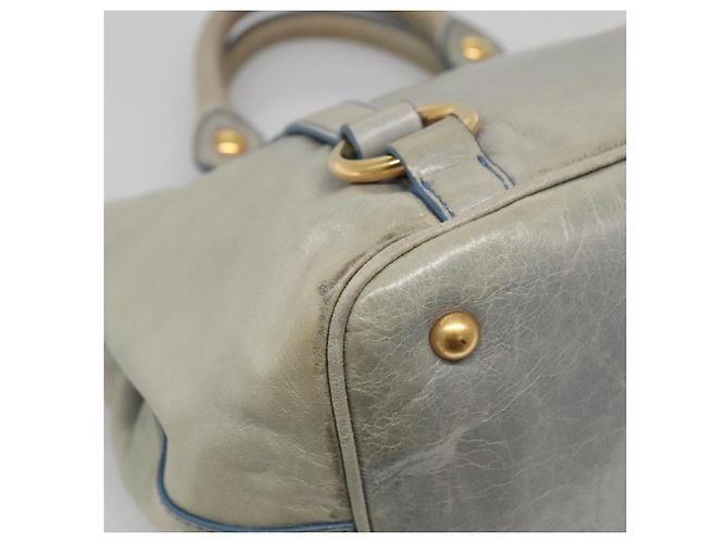 Miu Miu Handtasche aus Leder hellblau gold Auth 138164 Golden - Ansicht 9