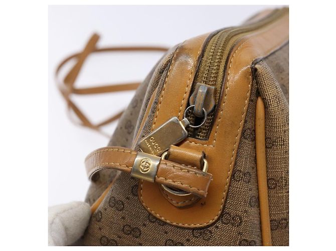 Gucci Borsa a Spalla Micro GG Supreme PVC Beige Oro Auth bs28631 D'oro - vista 10