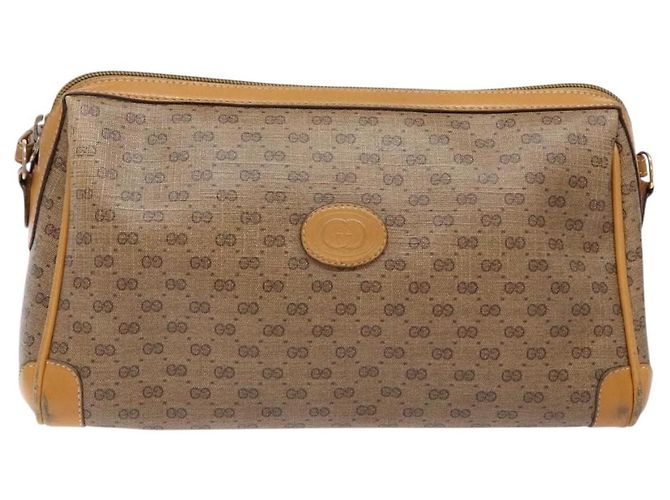 Gucci Borsa a Spalla Micro GG Supreme PVC Beige Oro Auth bs28631 D'oro - vista 13