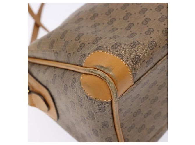Gucci Borsa a Spalla Micro GG Supreme PVC Beige Oro Auth bs28631 D'oro - vista 14