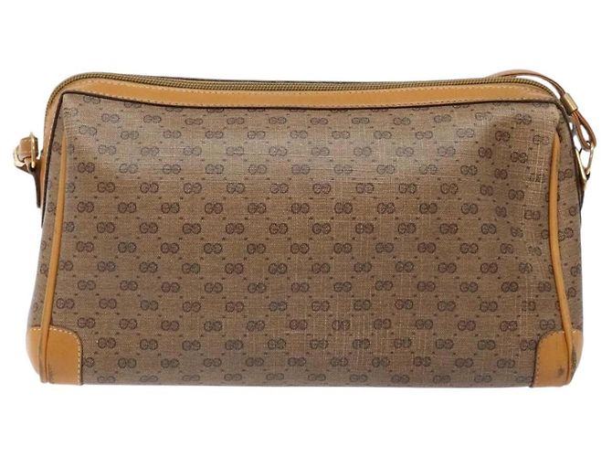 Gucci Borsa a Spalla Micro GG Supreme PVC Beige Oro Auth bs28631 D'oro - vista 2