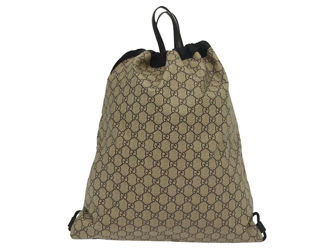 GUCCI GG Supreme Drawstring Backpack PVC Beige 473872 Auth BA4762 - view 2