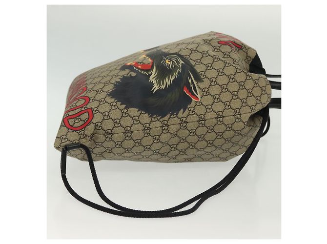 GUCCI GG Supreme Drawstring Backpack PVC Beige 473872 Auth BA4762 - view 3