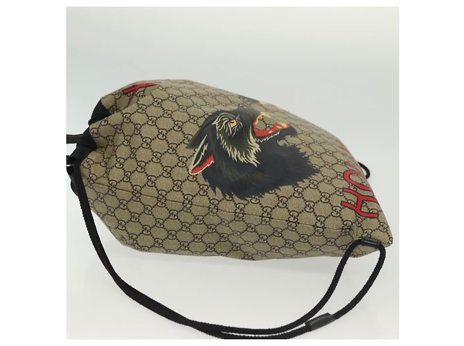 GUCCI GG Supreme Drawstring Backpack PVC Beige 473872 Auth BA4762 - view 4