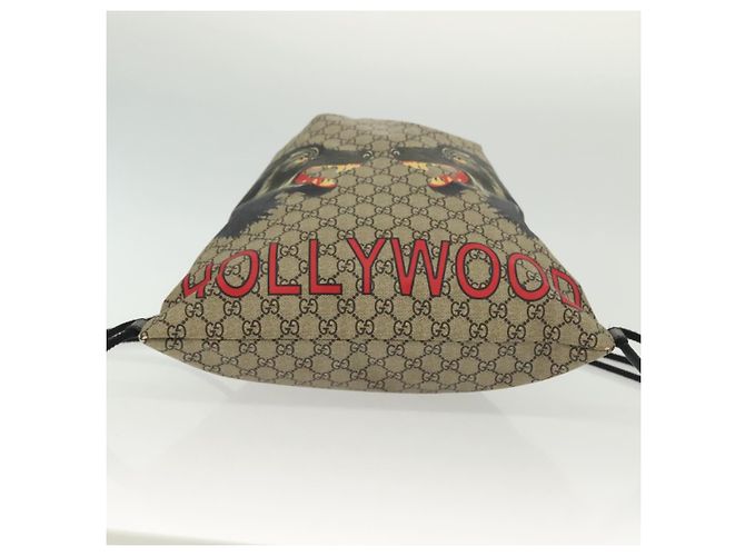 GUCCI GG Supreme Drawstring Backpack PVC Beige 473872 Auth BA4762 - view 5